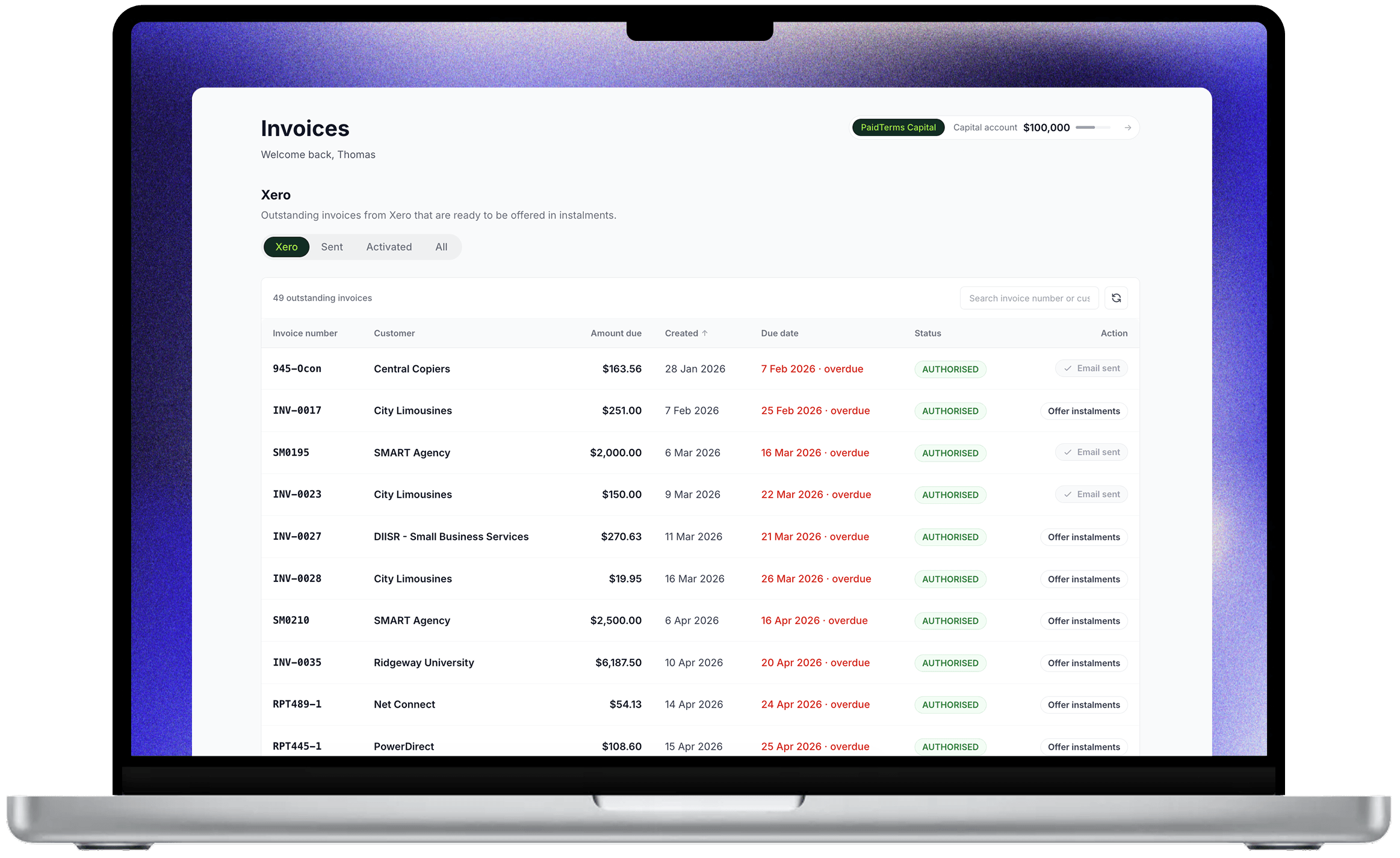PaidTerms Xero integration